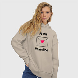 Толстовка оверсайз женская Be my valentine - валентинка, цвет: миндальный — фото 2