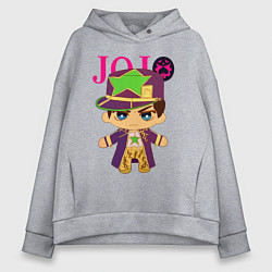 Толстовка оверсайз женская Little Jotaro Cujo - JoJo Bizarre Adventure, цвет: меланж