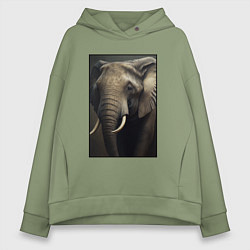Женское худи оверсайз Портрет слона