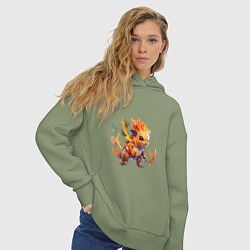 Толстовка оверсайз женская Огненный Райчу, цвет: авокадо — фото 2