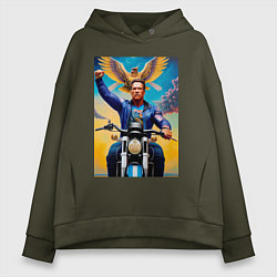 Женское худи оверсайз Arnold Schwarzenegger on a cool motorcycle - neura