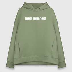 Женское худи оверсайз Big bang белый логотип