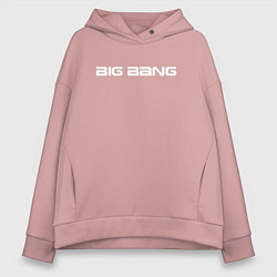 Толстовка оверсайз женская Big bang белый логотип, цвет: пыльно-розовый