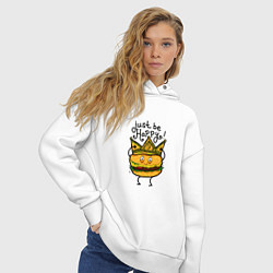 Толстовка оверсайз женская Just be happy, цвет: белый — фото 2