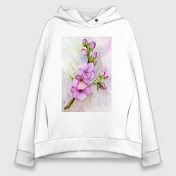 Толстовка оверсайз женская Цвет сакуры акварелью, цвет: белый