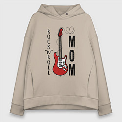 Женское худи оверсайз Rocknroll mom с гитарой