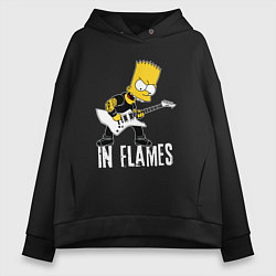 Толстовка оверсайз женская In Flames Барт Симпсон рокер, цвет: черный