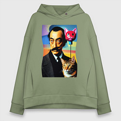 Женское худи оверсайз Salvador Dali and cat