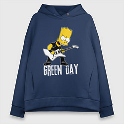 Толстовка оверсайз женская Green Day Барт Симпсон рокер, цвет: тёмно-синий