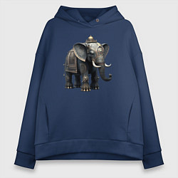 Толстовка оверсайз женская Украшенный слон, цвет: тёмно-синий