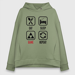 Толстовка оверсайз женская Eat - sleep - Zelda - repeat, цвет: авокадо