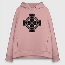 Толстовка оверсайз женская Кельтский крест, цвет: пыльно-розовый