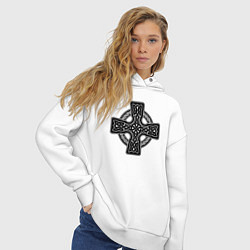 Толстовка оверсайз женская Кельтский крест, цвет: белый — фото 2