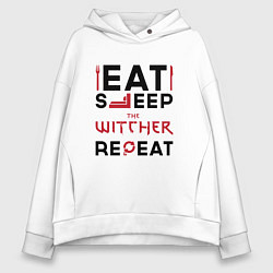 Женское худи оверсайз Надпись: eat sleep The Witcher repeat