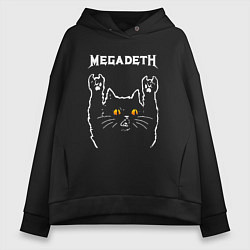 Толстовка оверсайз женская Megadeth rock cat, цвет: черный