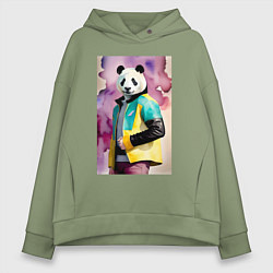 Женское худи оверсайз Панда в модной куртке - акварель