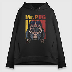 Толстовка оверсайз женская Mr pug, цвет: черный