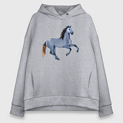 Толстовка оверсайз женская Андалузская лошадь, цвет: меланж
