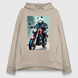 Женское худи оверсайз Panda - cool biker
