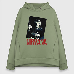 Женское худи оверсайз Курт Кобейн группа NIRVANA