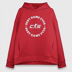 Толстовка оверсайз женская Символ Counter-Strike 2 и круглая надпись best gam, цвет: красный