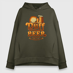 Толстовка оверсайз женская Duff beer brewing, цвет: хаки
