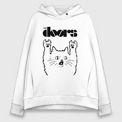 Толстовка оверсайз женская The Doors - rock cat, цвет: белый