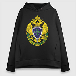 Толстовка оверсайз женская Пограничные войска - герб, цвет: черный