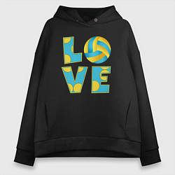 Толстовка оверсайз женская Volleyball love, цвет: черный