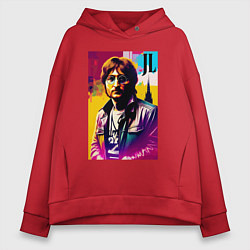 Толстовка оверсайз женская John Lennon - world legend, цвет: красный