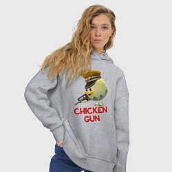 Толстовка оверсайз женская Chicken Gun logo, цвет: меланж — фото 2