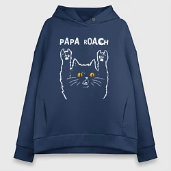 Толстовка оверсайз женская Papa Roach rock cat, цвет: тёмно-синий