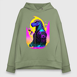 Женское худи оверсайз Cool dinosaur - cyberpunk - neural network