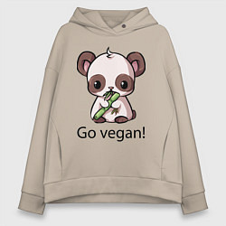 Толстовка оверсайз женская Go vegan - motto, цвет: миндальный