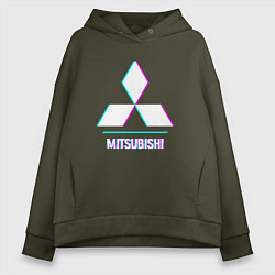 Женское худи оверсайз Значок Mitsubishi в стиле glitch