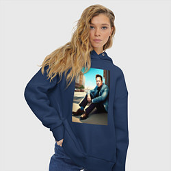 Толстовка оверсайз женская Элон Маск, цвет: тёмно-синий — фото 2