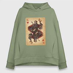 Толстовка оверсайз женская Fable III Герой Яснодола, король черви, цвет: авокадо