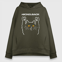 Женское худи оверсайз Nickelback rock cat