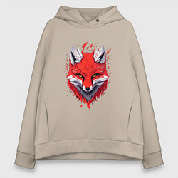 Толстовка оверсайз женская Лисий демон, цвет: миндальный