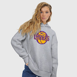 Толстовка оверсайз женская Lakers ball, цвет: меланж — фото 2