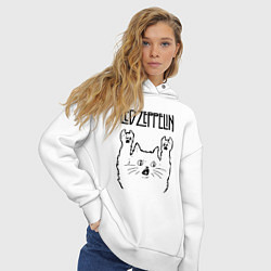 Толстовка оверсайз женская Led Zeppelin - rock cat, цвет: белый — фото 2