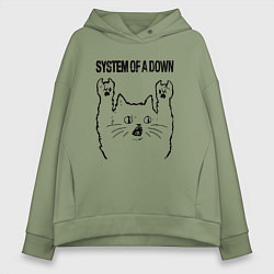Женское худи оверсайз System of a Down - rock cat
