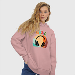 Толстовка оверсайз женская Music phones, цвет: пыльно-розовый — фото 2