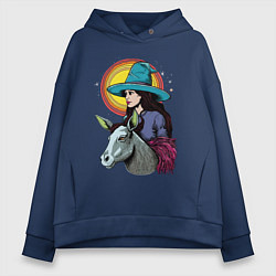 Толстовка оверсайз женская Ведьма и осел comic style, цвет: тёмно-синий