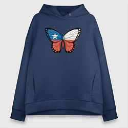 Толстовка оверсайз женская Бабочка Чили, цвет: тёмно-синий