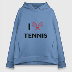 Толстовка оверсайз женская I Love Tennis, цвет: мягкое небо