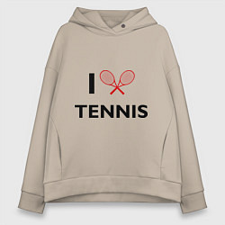 Толстовка оверсайз женская I Love Tennis, цвет: миндальный