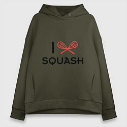 Толстовка оверсайз женская I Love Squash, цвет: хаки