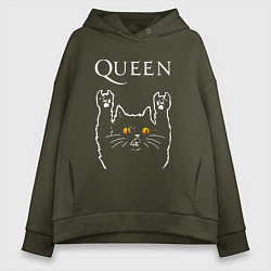 Женское худи оверсайз Queen rock cat
