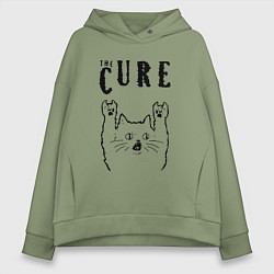 Толстовка оверсайз женская The Cure - rock cat, цвет: авокадо